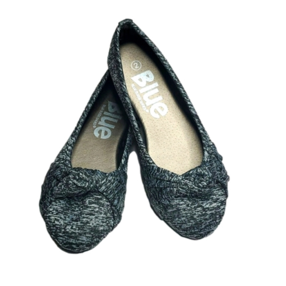 Blue Suede Girls Knot Ballet Flats
